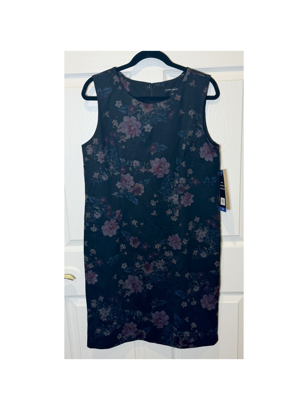 Black floral sleeveless shift dress
